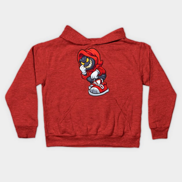 Evil hooded character Kids Hoodie by memoangeles